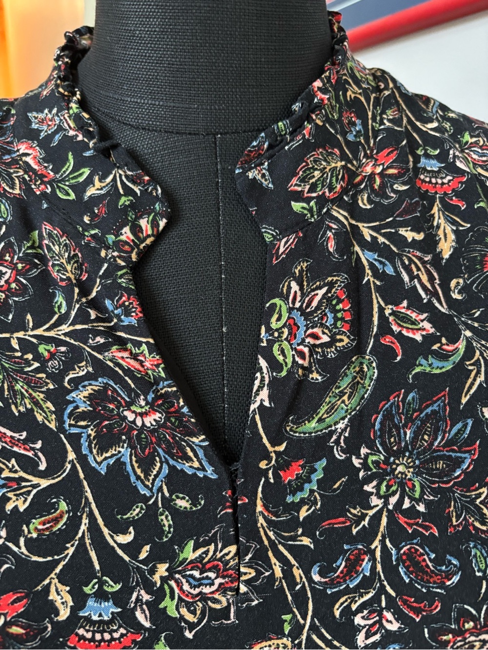 Jessica Howard Paisley Tiered Floral Maxi Dress Long Sleeve Black Boho Size 12/L - Picture 13 of 13